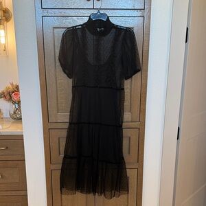 Divided Black Sheer Midi Dress